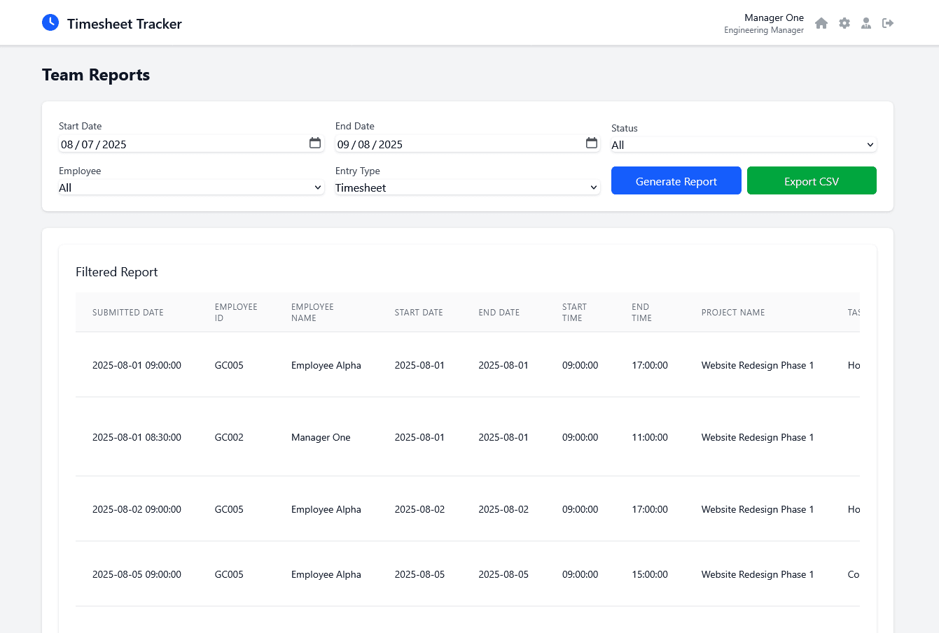 Team Reports: Gain valuable insights into your team's productivity with our detailed team reports. Track hours, monitor leave patterns, and analyze project data to make informed decisions and effectively manage your team's workload.